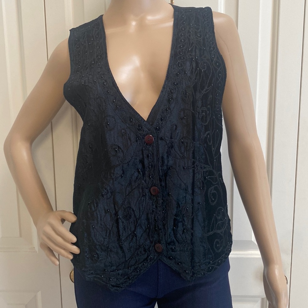Agapo Collections Beaded Vest Womens Size Small. Tie on back. So pretty.